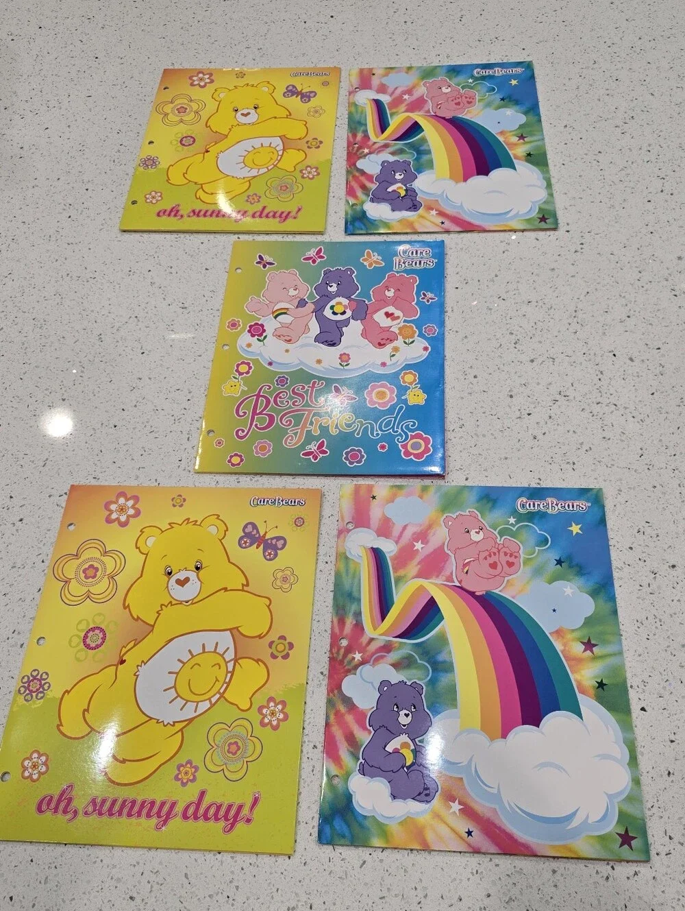 5 Vintage Care Bears School Folders Lot 2006 FAB Starpoint Colorful Floral Love
